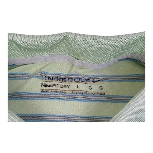 Nike Golf Dri Fit Mens Green Striped Short Sleeve Polo Shirt Size Large - Picture 13 of 14